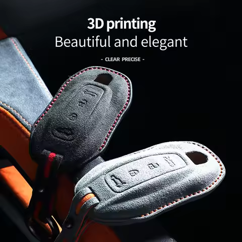Alcantara Suede Key Fob Cover with Keychain Fits Porsche Macan 4 EV Electric model 2024 2025 Taycan 
