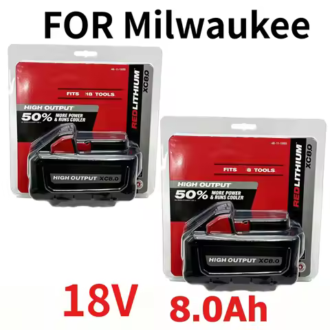 For Milwaukee 18V 5.0Ah 6.0Ah 21700 8.0Ah Rechargeable Li-ion Battery Long Cycle Life Replacement Fi