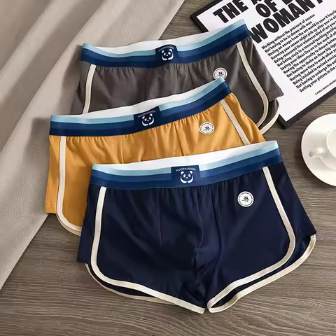 3PCS/Pack 7A Antibacterial Underpants Men 100%Cotton Breathable Big U Mesh Crotch Trendy Boxers High