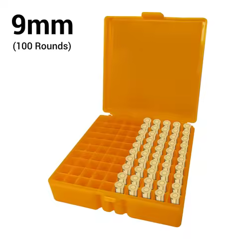 50/100 Rounds Bullet Box Gun Cartridge Shell Holder Portable Ammunition Box Flip-Top for 9mm .223 Am