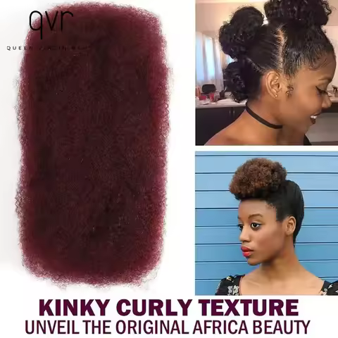 QVR Remy Bulk Hair No Attachment Peruvian Afro Kinky Curly Wave QVR Human Hair Bulk For 1Pc Braiding