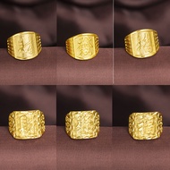 Freeshipping】แหวนทองคำ18K สำหรับผู้ชายแหวนโชคดีชุบทองทอง18K เปิดได้และเก็บสีติดทนนานไม่ซีดจาง