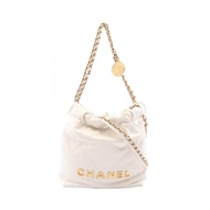【二手】香奈兒 CHANEL 單背包 CHANEL 22 Mini 2WAY AS3980 白色皮革 CHANEL22 Matelassé 迷你鏈條肩背包 女士二手 B