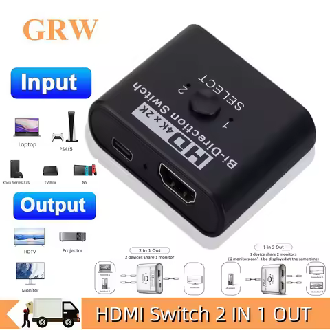 HDMI Switch 4K X 2K Splitter Bi-directional HDMI Switcher 2 in 1 Out/1 in 2 Out HDMI Hub For Xbox PS