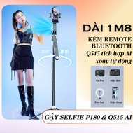 Selfie Stick P180 + Q515TK – Folding Tripod 35cm, Maximum Height 1m8, Bluetooth Remote for Remote Ph