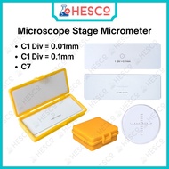 Microscope Stage Micrometer Slide — C1 Division 0.01mm 0.1mm C7 Calibration Slide Ruler Microscope E