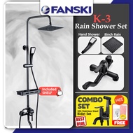 K-3 Rain Shower Set 3 IN 1 Square Shower Head Set Bathroom Rack Water Heater High Pressure Hand Shower Bathroom Faucet