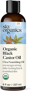 Sky Organics Organic Black Castor Oil for Hair &amp; Skin, 100% Pure &amp; Cold-Pressed USDA Certified Organic to Moisturize, Nourish &amp; Soften, 8 fl. Oz