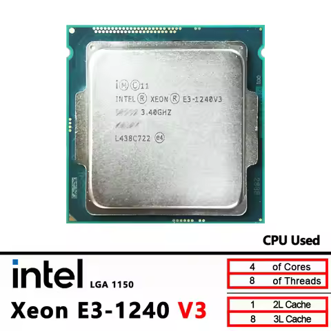 Intel Used Xeon E3-1240 v3 E3 1240v3 E3 1240 v3 3.4 GHz 8M 80W LGA 1150