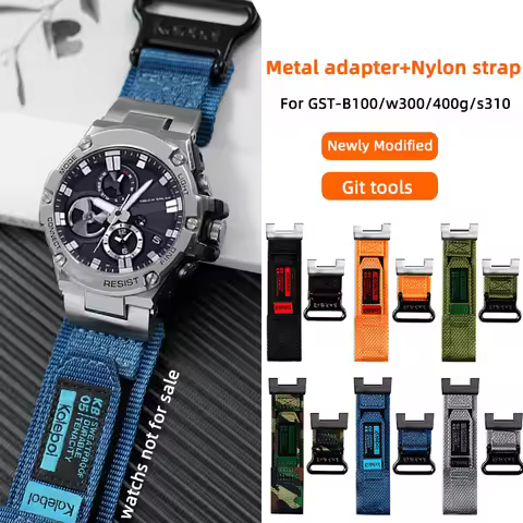 New nylon strap for Casio GST watch band GST-B100 GST-W300/400G GST-S130/300 strap GST-210 metal ada