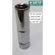 SATA 12201-12209 3/8" DRIVE X 6 POINT DEEP BOX SOCKET 3/8"-7/8" SOCKET PANJANG