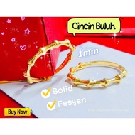 Wing Sing Cincin Buluh Padu Fesyen Tulen Emas 916 / 916 Gold Bamboo Ring 竹节戒指