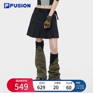 FILA FUSION斐乐潮牌欧阳娜娜同款女裙2024夏季新款时尚休闲半身裙 正黑色-BK 170/70A/L