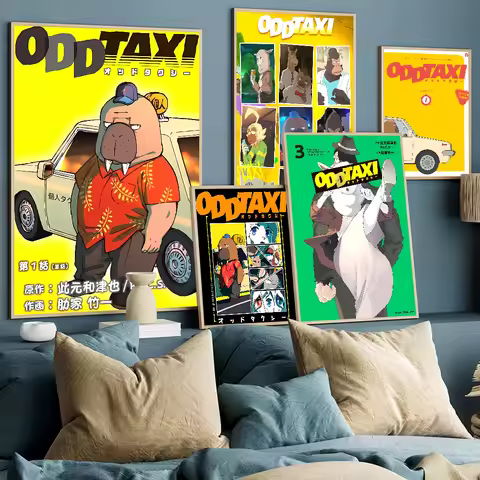 Odd Taxi Anime Self-adhesive Art Poster Whitepaper Prints Posters Artwork Aesthetic Art Wall Paintin
