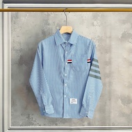 Áo sơ mi nam xanh tay dài phối sọc vải lụa mịn chống nhăn+mẫu mới giá rẻ-K_N LUXURY