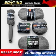 SANITNO 9pcs Car Wash Cleaning Kit Microfiber Soft Sponge Tire Brush Terry Cloth Wax Pad Microfibre 