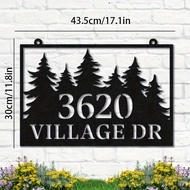 【custom】1pc Hanging address sign. Metal geological sign for house. Hanging pine forest. Hanging addr