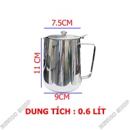 Ca mico inox 304 có nắp 600ml/1000ml/1500ml/2000ml | Ca đánh sữa đánh cà phê đựng chất lỏng...