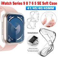 Clear Protective Case for iWatch Series 9 8 7 41/45mm Silicone Soft Cases For iWatch Series 6/5/4/3/se 40/44mm Cover