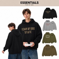 1 Authentic Fear of God Essentials Fall 24 Black Oversized Hoodie Unisex Casual Streetwear Pullover
