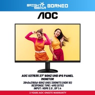 AOC U27B35 27" 4K Monitor - 3840x2160 (UHD)/HDR10/10-bit Color/IPS/Flicker Free/Low Blue Mode