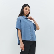 Geela Official - Gantari Blue Denim Shirt (G.1532) | Kemeja Wanita