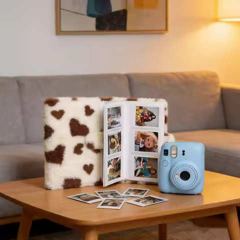 New 3-Inch 96-Card Slot Plush Heart-Shaped Photo Album, Children's Growth Commemorative Album, Suita