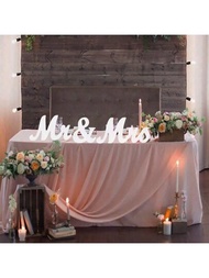 1個木製mr＆mrs英文字母標誌,創意家庭派對裝飾,婚禮拍照道具
