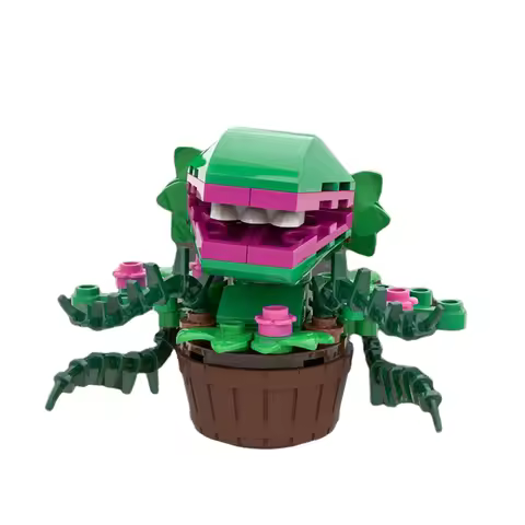 Spooky Carnivorous Plant MOC Building Blocks Set - Creepy Potted Man-Eating Plant with Open Mouth &