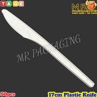 170mm Plastic Knife - White [ 50pcs± ] 17cm Disposable Cutlery - Pisau Plastik