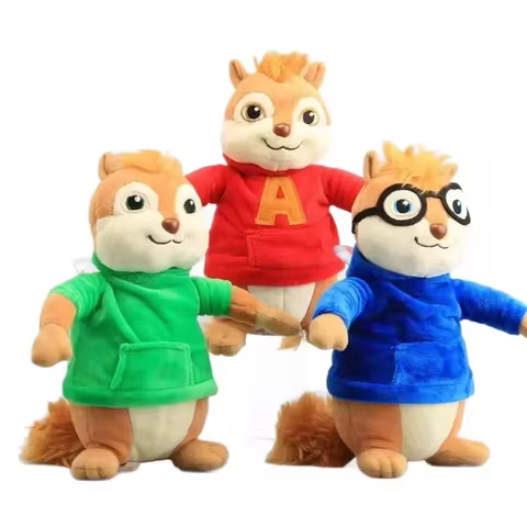 3pcs 22cm Alvin and the Chipmunks Halloween Plush Toys Kawaii Fluffy Chipmunks Stuffed Animals Birth