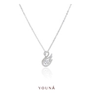 YOUNA S999 Sterling Silver - Valentine’s Dancing Lucky Swan Pendant Necklace