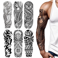 6 Sheets Full Arm Temporary Tattoos Large Black Totem Tattoo Sleeves Realistic Fake Tattoos for Men 