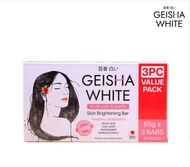 Geisha White Classic Soap 3PC Value Pack Orange Soap Bars with White Packaging Featuring Woman Illus