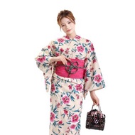 日本 和服 日本染色 梭織 女性 浴衣 腰封 2件組 F x60-2a yukata