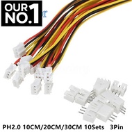 10Sets Micro Mini JST 2.0 PH Connector Male Female 3Pin Plug With Wires Cables Socket 100MM/200MM/30