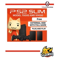 PS2 PLAYSTATION 2 Slim 50000/70000 + 2 Controller + HDD Full Games (NoSupportCD) - PLUG AND PLAY