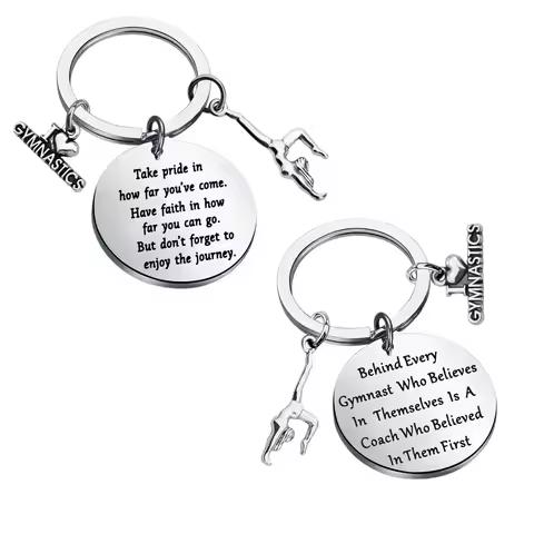 I Love Gymnastics Key Ring Key Chains DIY Jewelry Gifts