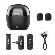 BOYA BY-WM3T-M2 Wireless Microphone System with 1 Receiver + 2 Transmitters + Charging Box 100M Transmission Range 10h Duration Smart Noise Reduction Built-in Battery Replacement for Camera Laptop for Live Streaming Interview Vlog