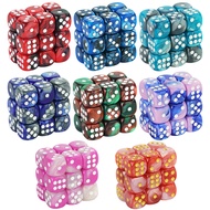 12mm D6 Acrylic Dices Mini 6-sided Two Color Cube Round Corner Game Dice for Club Party DND RPG Boar