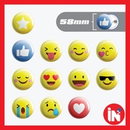 Button Badge Emoticon 58mm Pin door gift Happy Smile FB Like Love