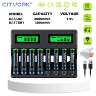 CITYORK 8 slots charger 1.5V AA / AAA  rechargeable  lithium battery  charging door lock battery