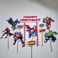 Topper Cake Gambar Avengers Custom Nama, Non Custom/Hiasan Kue Ulang Tahun/Cake Topper Happy Birthda