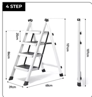 (Full Black only)Multipurpose Foldable Ladder  | 3 Step | 4 Step | 5 Step | Lightweight and Compact | A-Frame | Portable Aluminium Ladder / Foldable / Space Savings / Large Board Ladder Saving Compact Stable Simple Sleek Broad Step Standing Area