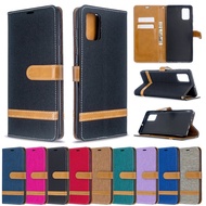 Denim Flip Leather Case Samsung Galaxy A51 A71 Case With Card Slot Hand Strap Phone Cover