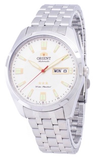 ORIENT 3 STAR SAB0C002W8 AUTOMATIC Japan Made Old School Analog White Dial Stainless Steel Bracelet WATER RESISTANCE CLASSIC UNISEX WATCH