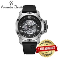 [Official Warranty] Alexandre Christie 6295MTRTPBA Men's Black Dial Silicone Strap Watch