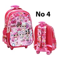 Imported Embossed Rainbow Unicorn Horse Elementary School Trolley Push School Bag - Frozen Rainbow C