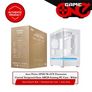 Asus Prime AP202 M-ATX Panoramic Curved Tempered Glass ARGB Gaming PC Case - White