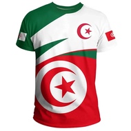 Algeria Flag Emblem 3D Graphic T Shirt for Men Clothing Algerian Football Club Jersey Wholesale Socc